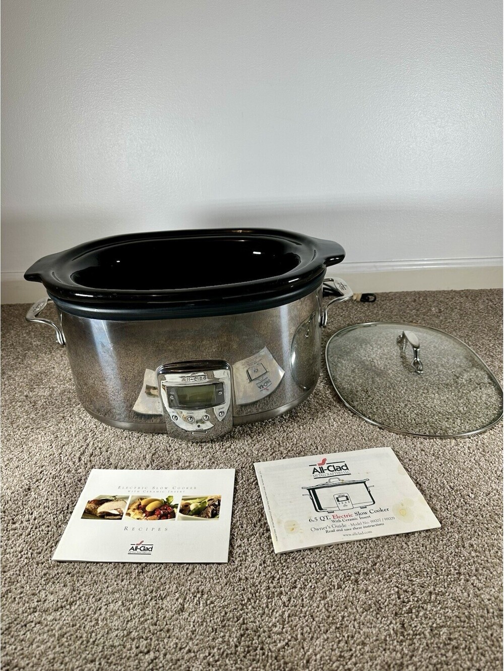 All-Clad 6.5 Qt Slow Cooker Stainless Steel - Ceramic Insert & Lid